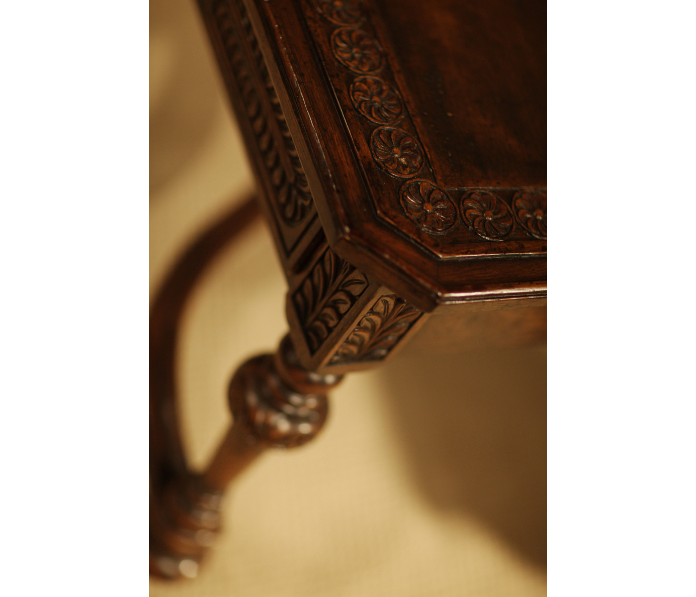 Chip Carved Dark Oak Rectangular Coffee Table