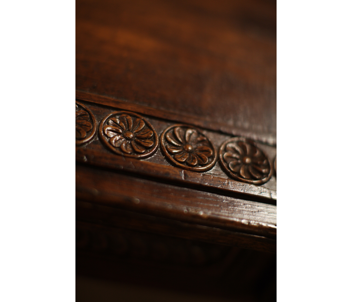 Chip Carved Dark Oak Rectangular Coffee Table