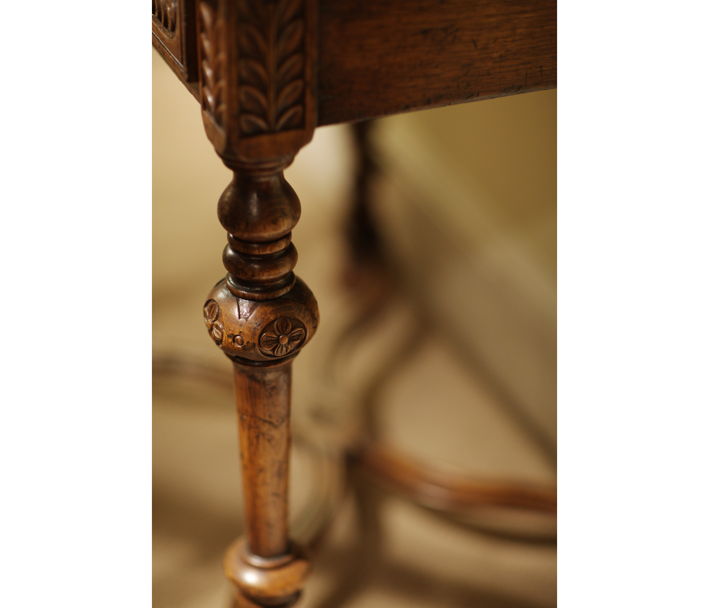 Chip Carved Dark Oak Rectangular Coffee Table