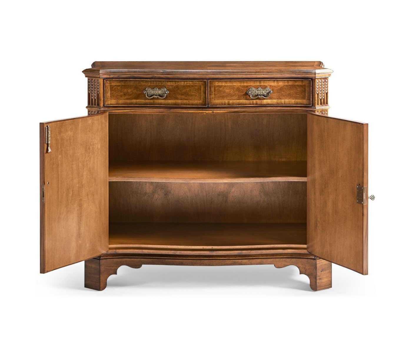 Serpentine Two Door Walnut Cabinet