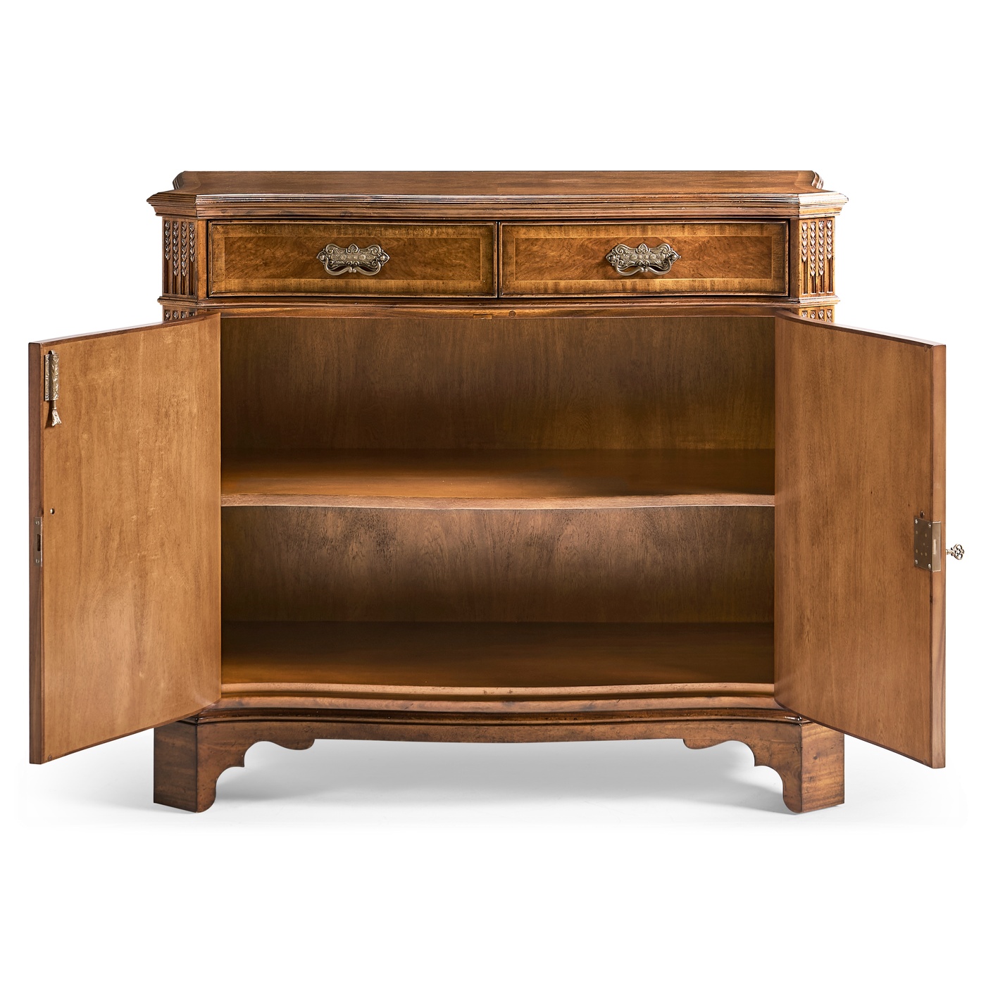 Serpentine Two Door Walnut Cabinet