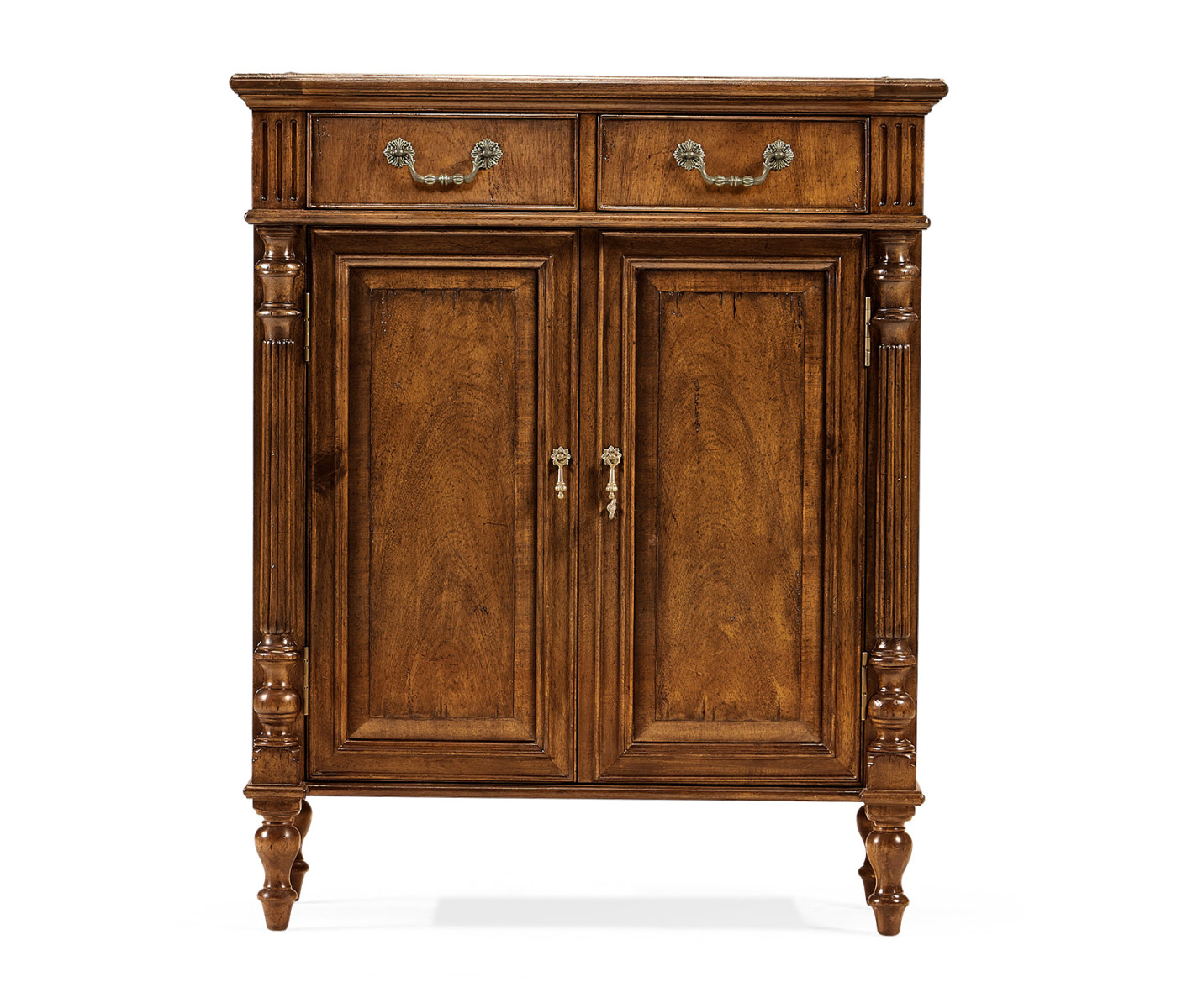 Narrow Walnut Cabinet with Cupboard