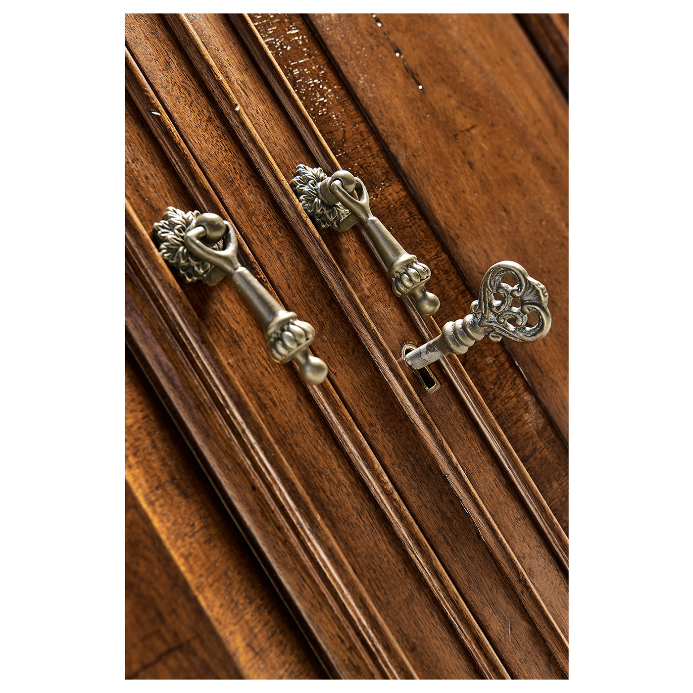 Narrow Walnut Cabinet with Cupboard