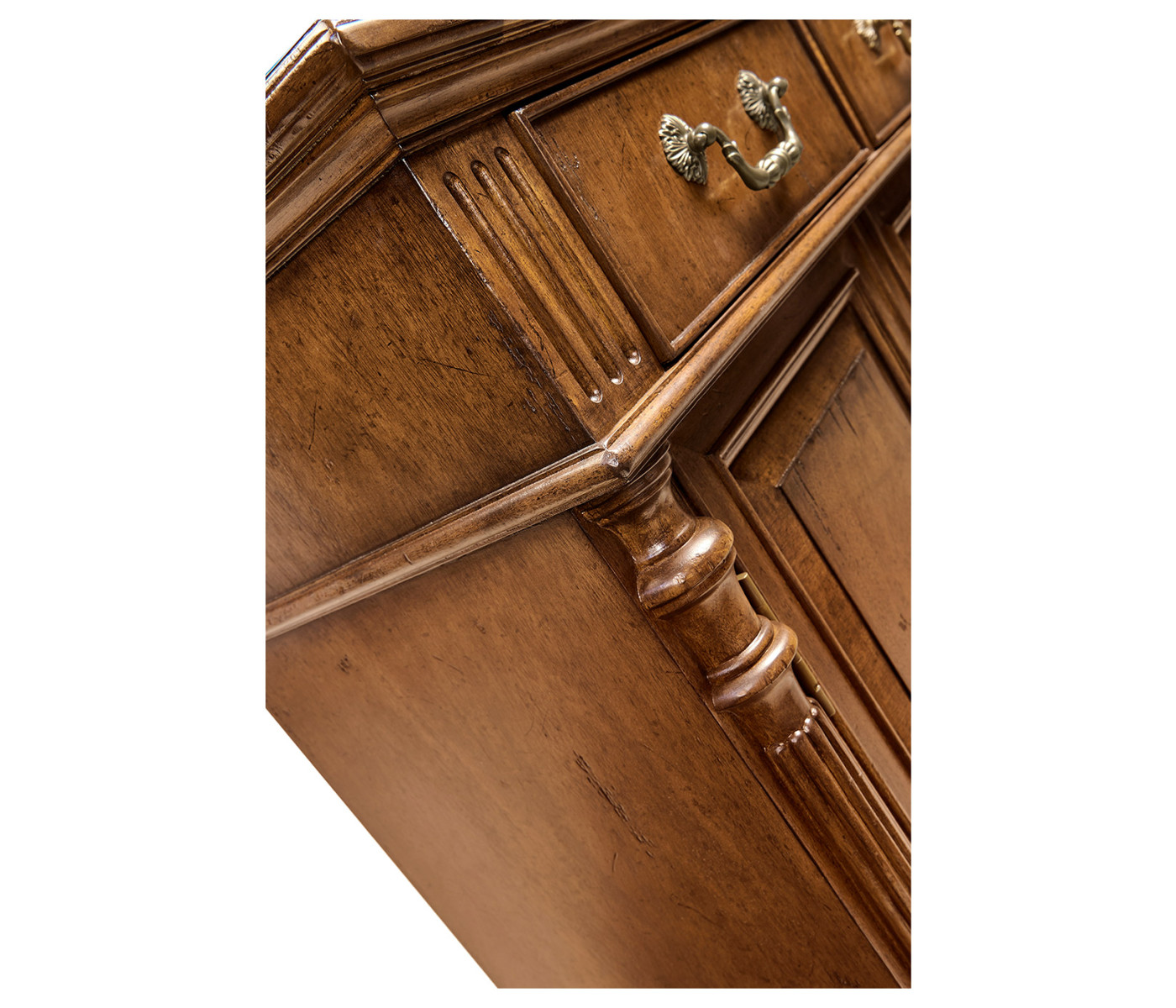 Narrow Walnut Cabinet with Cupboard