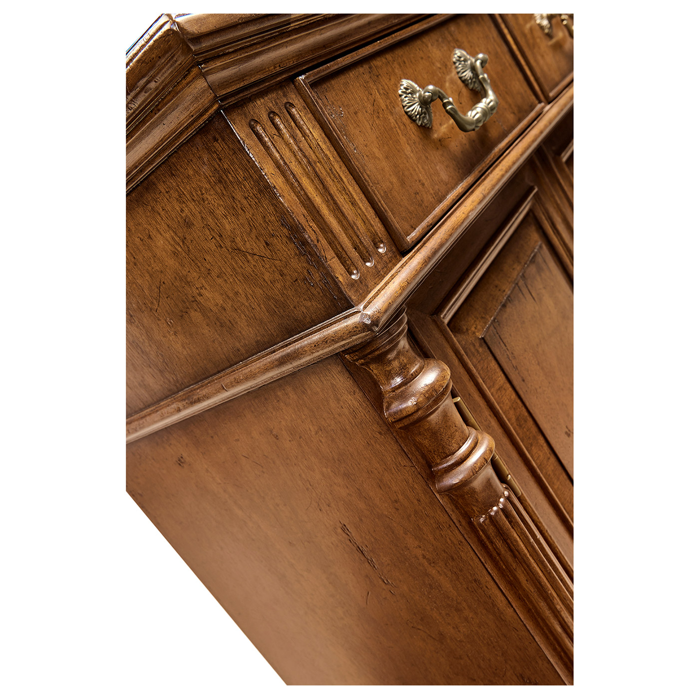 Narrow Walnut Cabinet with Cupboard