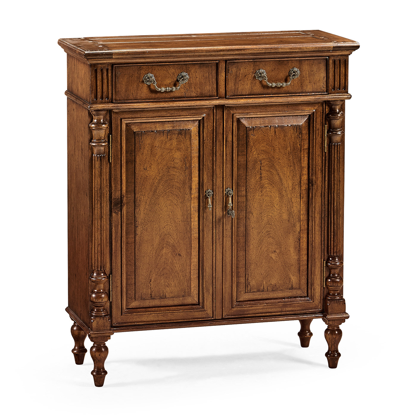 Narrow Walnut Cabinet with Cupboard