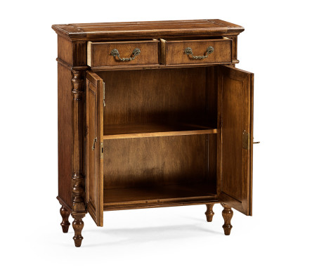 Narrow Walnut Cabinet with Cupboard