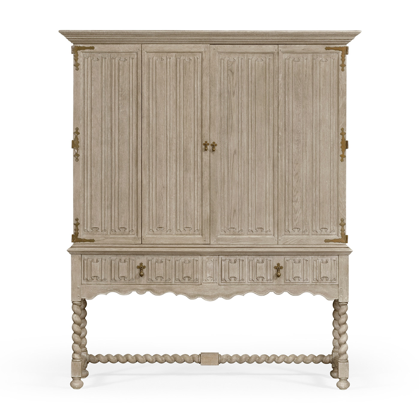 Elizabethan Style Grey Oak TV Cabinet