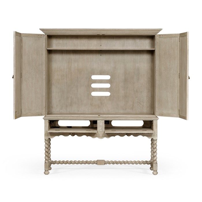 Elizabethan Style Grey Oak TV Cabinet