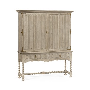 Elizabethan Style Grey Oak TV Cabinet