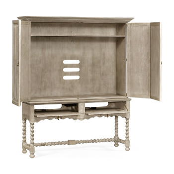 Elizabethan Style Grey Oak TV Cabinet