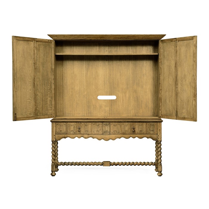 Elizabethan Style Natural Oak TV Cabinet