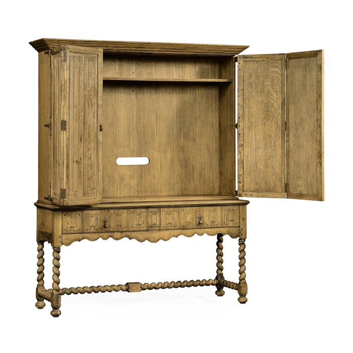 Elizabethan Style Natural Oak TV Cabinet