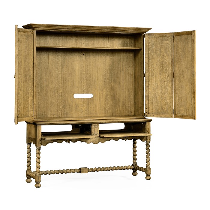 Elizabethan Style Natural Oak TV Cabinet