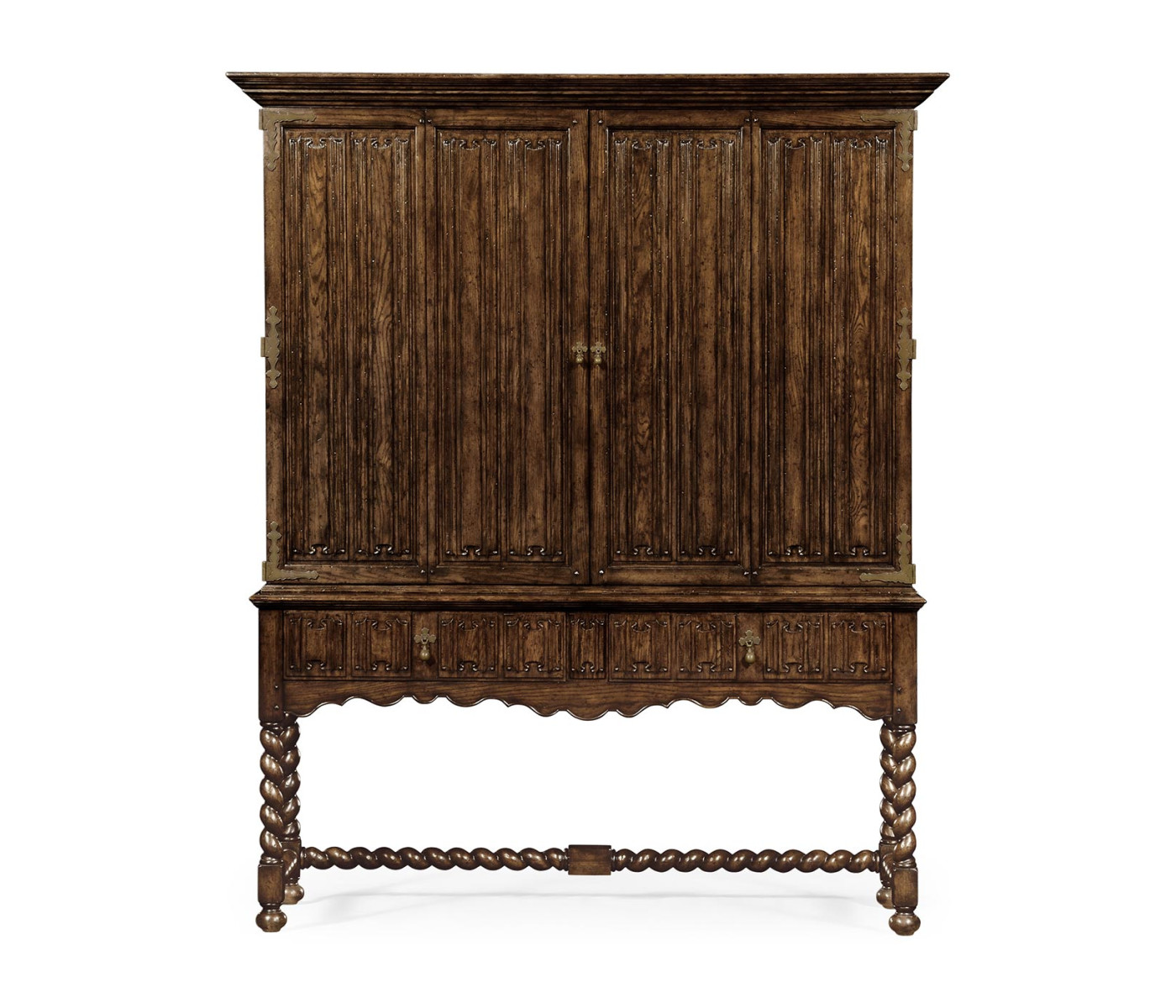 Elizabethan Style Dark Oak TV Cabinet