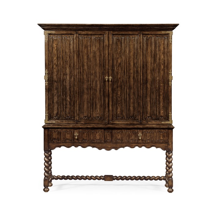 Elizabethan Style Dark Oak TV Cabinet