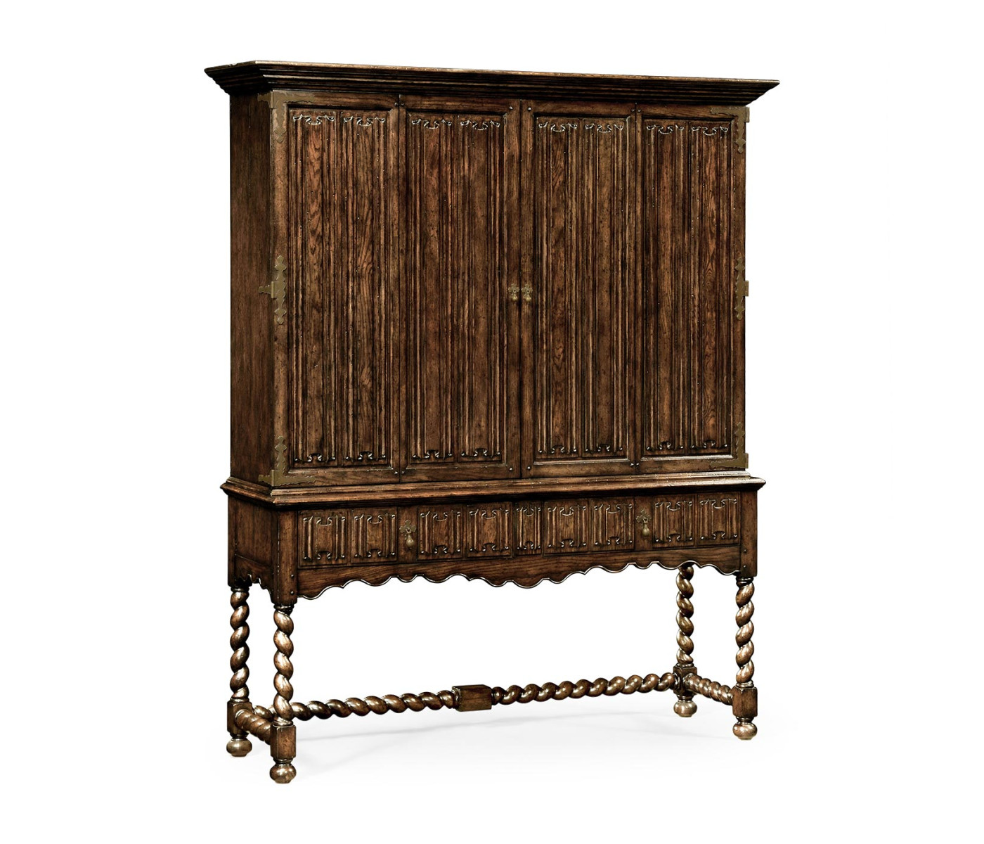 Elizabethan Style Dark Oak TV Cabinet