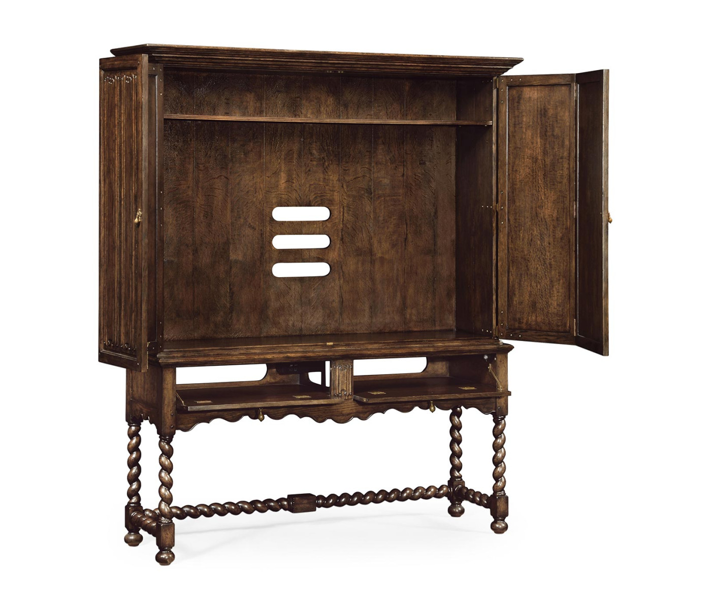 Elizabethan Style Dark Oak TV Cabinet