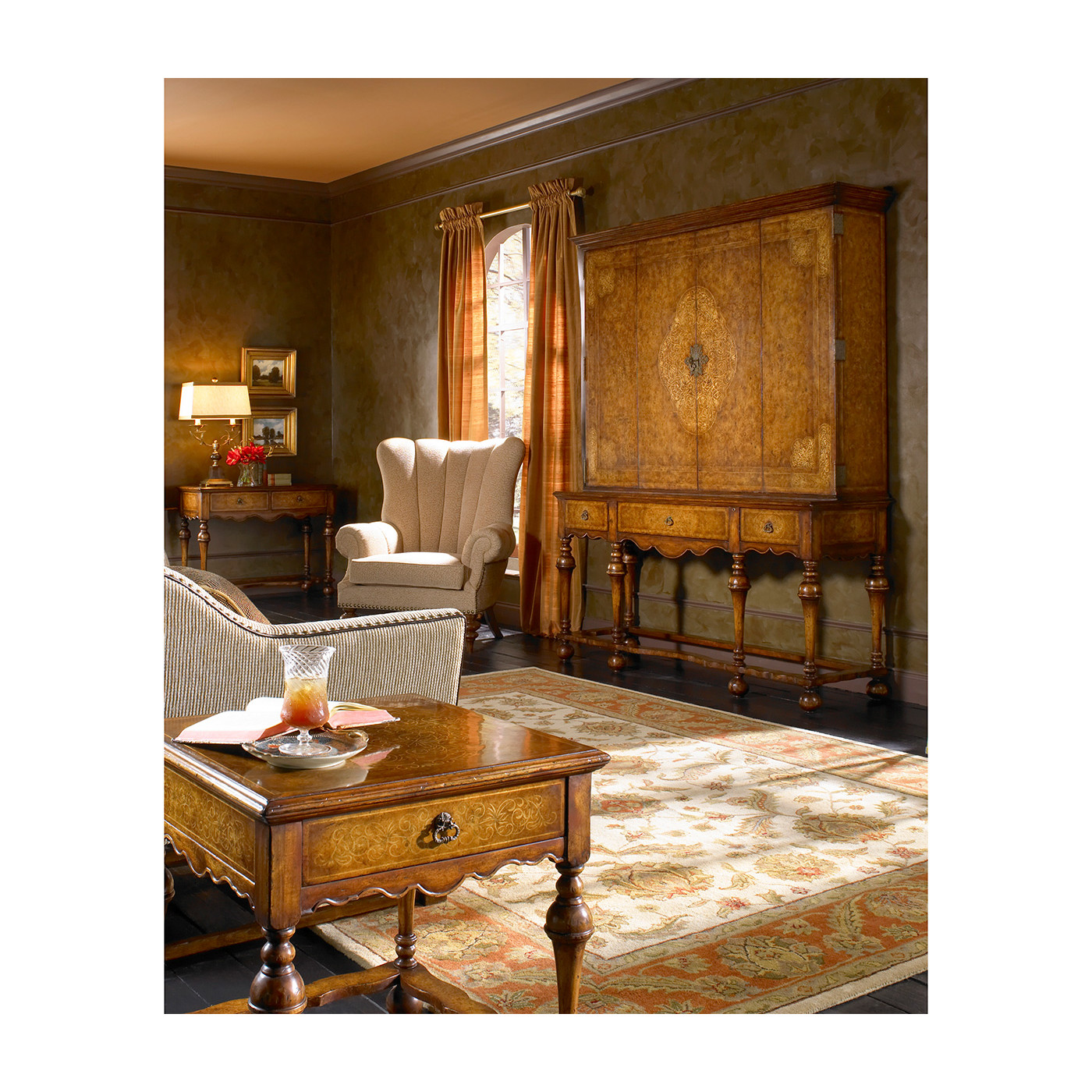 Burl Walnut & Seaweed TV Cabinet