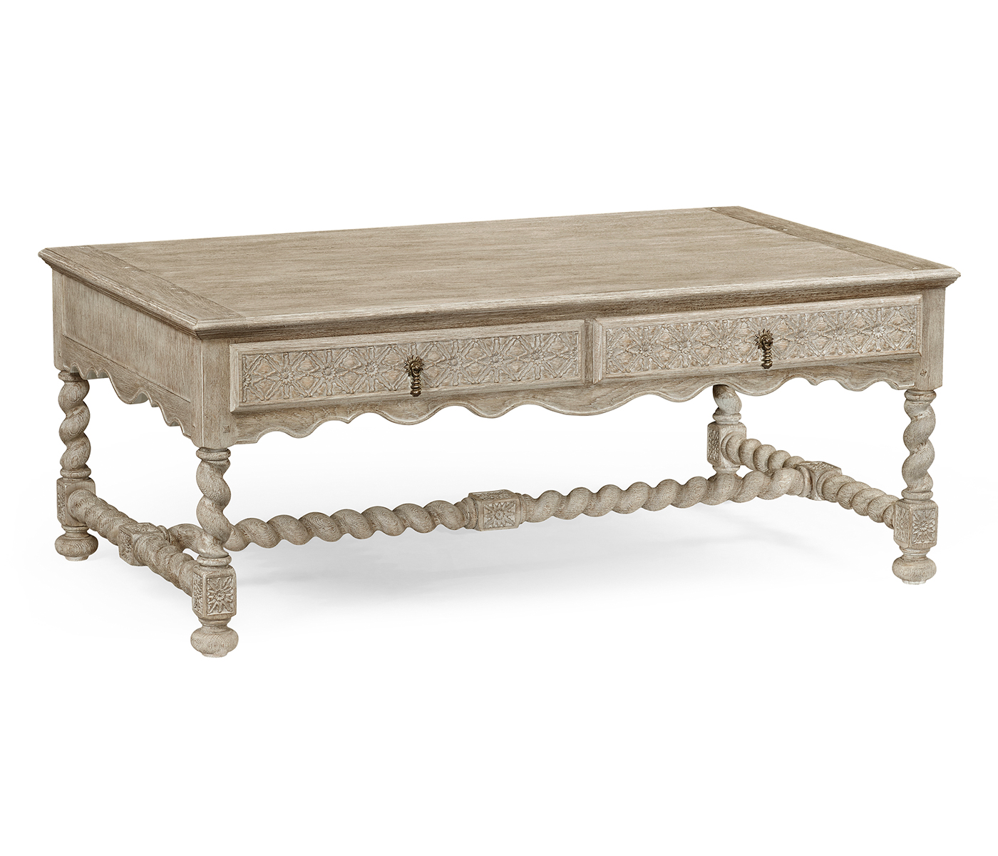 Tudor Grey Oak Rectangular Distressed Coffee Table