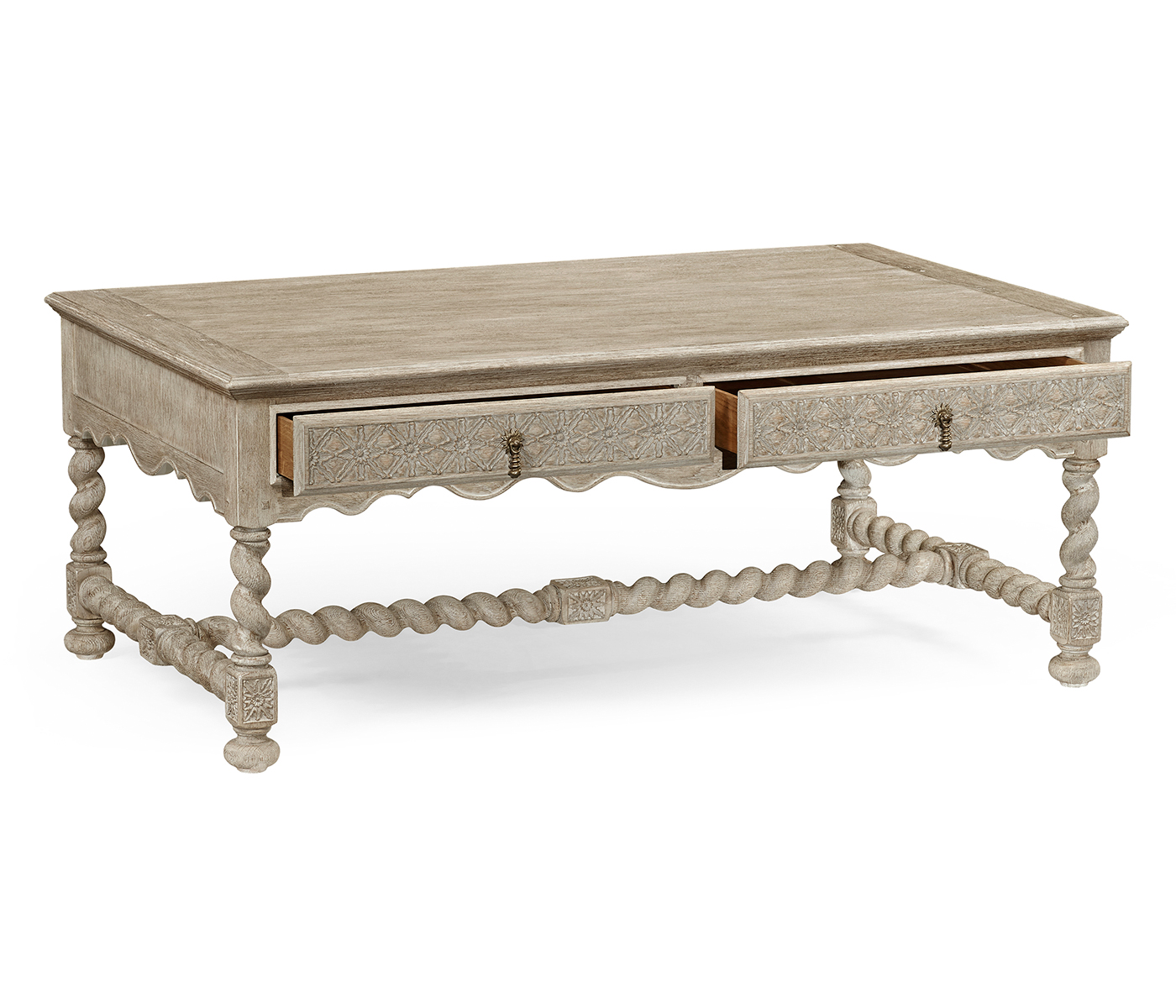Tudor Grey Oak Rectangular Distressed Coffee Table