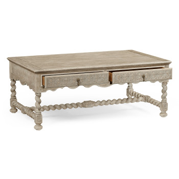 Tudor Grey Oak Rectangular Distressed Coffee Table