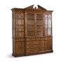 Triple Walnut Display Cabinet with Drawers