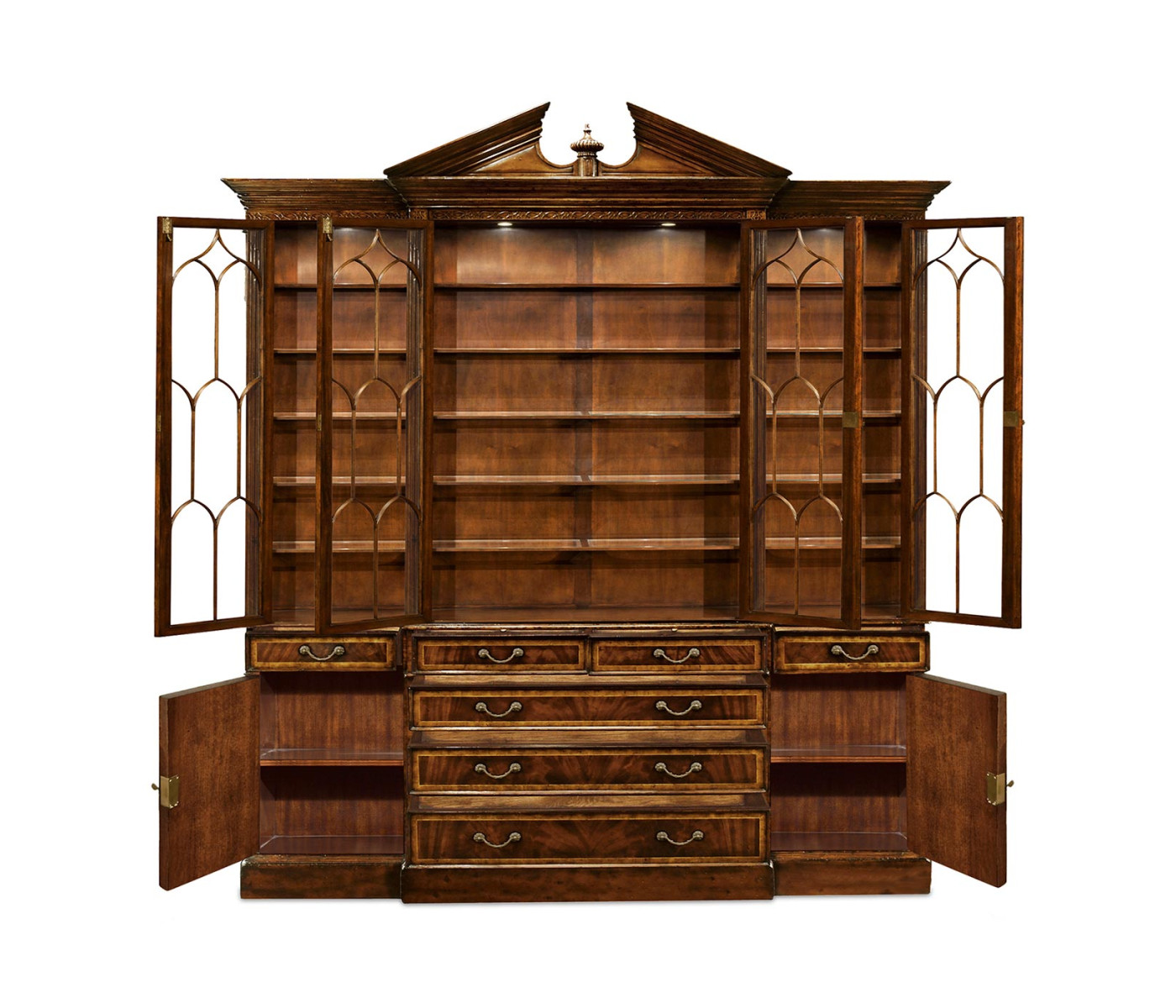 Triple Mahogany Display Cabinet with Drawers