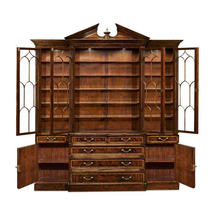 Triple Mahogany Display Cabinet with Drawers