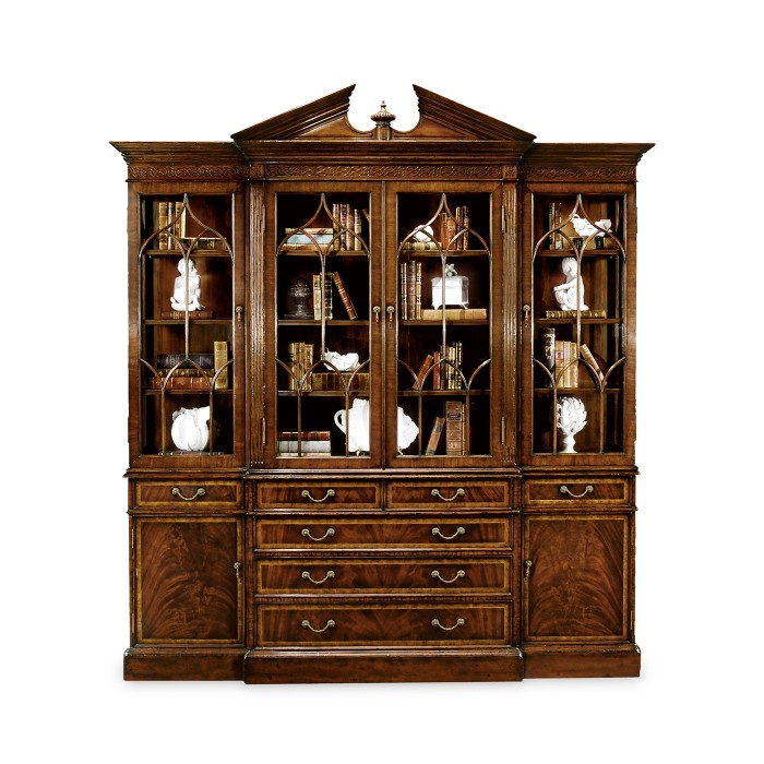 Triple Mahogany Display Cabinet with Drawers