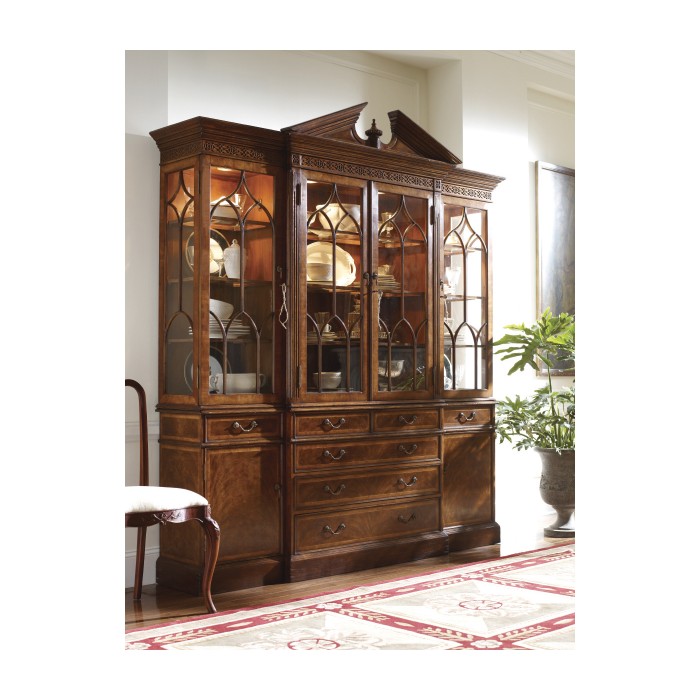 Triple Mahogany Display Cabinet with Drawers