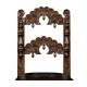 Elizabethan Style Dark Oak Side Chair Open Back with Antique Caviar Black Leather