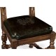 Elizabethan Style Dark Oak Side Chair Open Back with Antique Caviar Black Leather