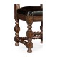 Elizabethan Style Dark Oak Side Chair Open Back with Antique Caviar Black Leather