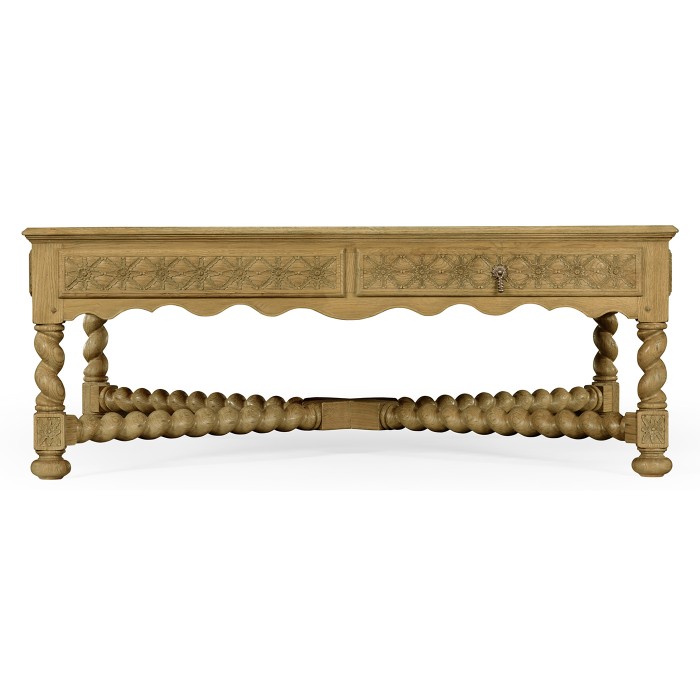Tudor Style Natural Oak Square Distressed Coffee Table 52