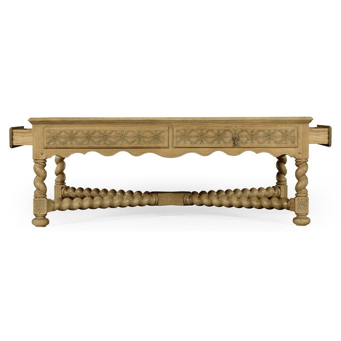 Tudor Style Natural Oak Square Distressed Coffee Table 52