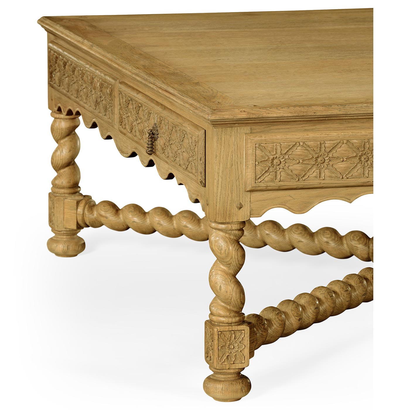 Tudor Style Natural Oak Square Distressed Coffee Table 52