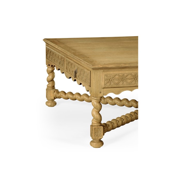Tudor Style Natural Oak Square Distressed Coffee Table 52