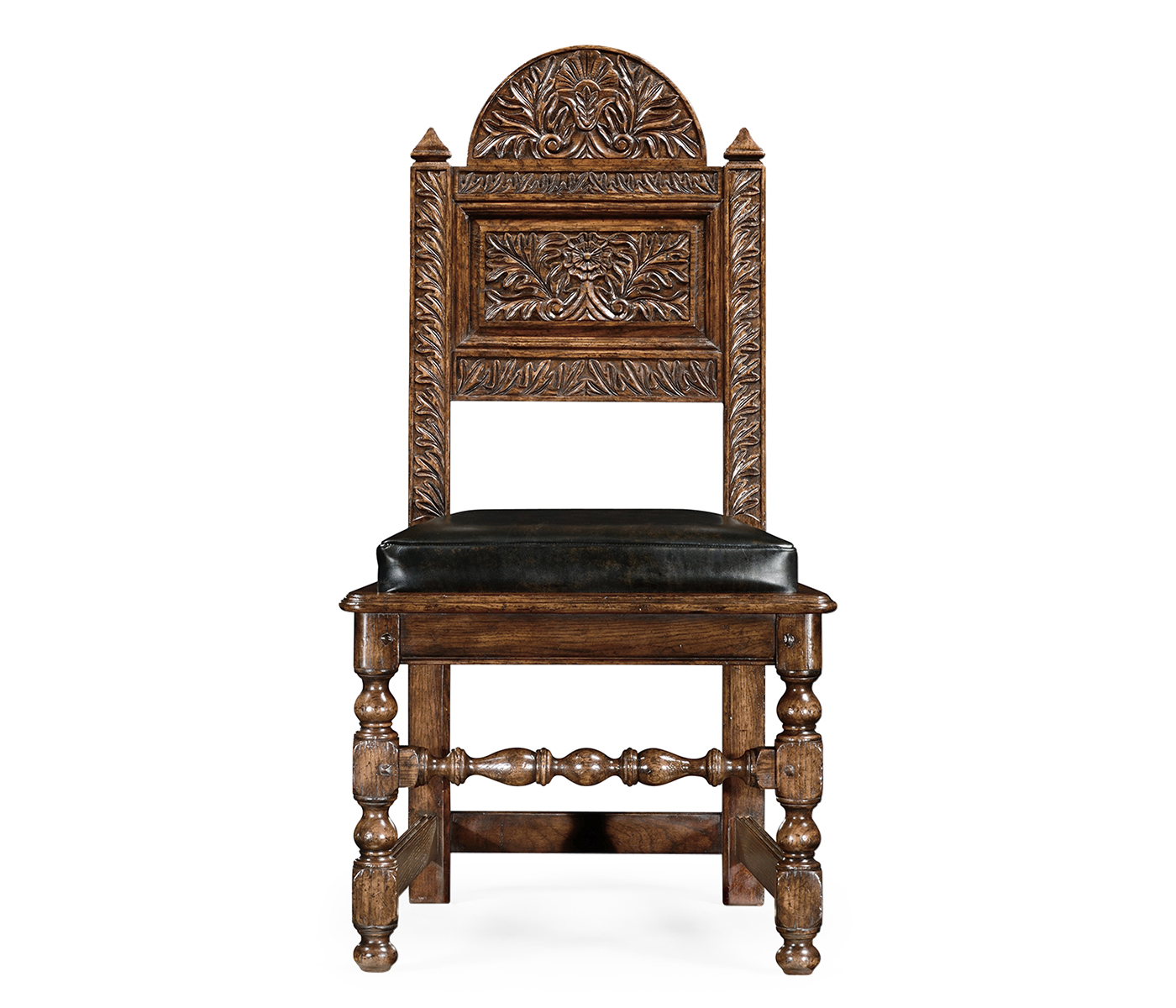 Yorkshire Dark Oak Side Chair With Antique Caviar Black Leather