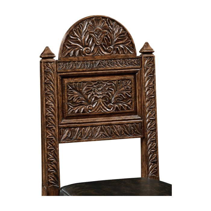 Yorkshire Dark Oak Side Chair With Antique Caviar Black Leather