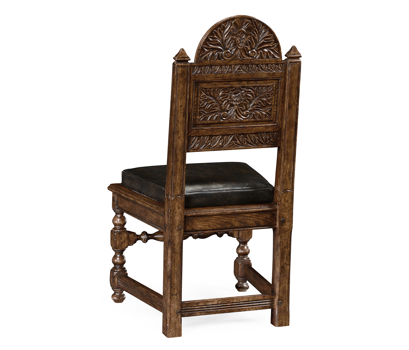 Yorkshire Dark Oak Side Chair With Antique Caviar Black Leather