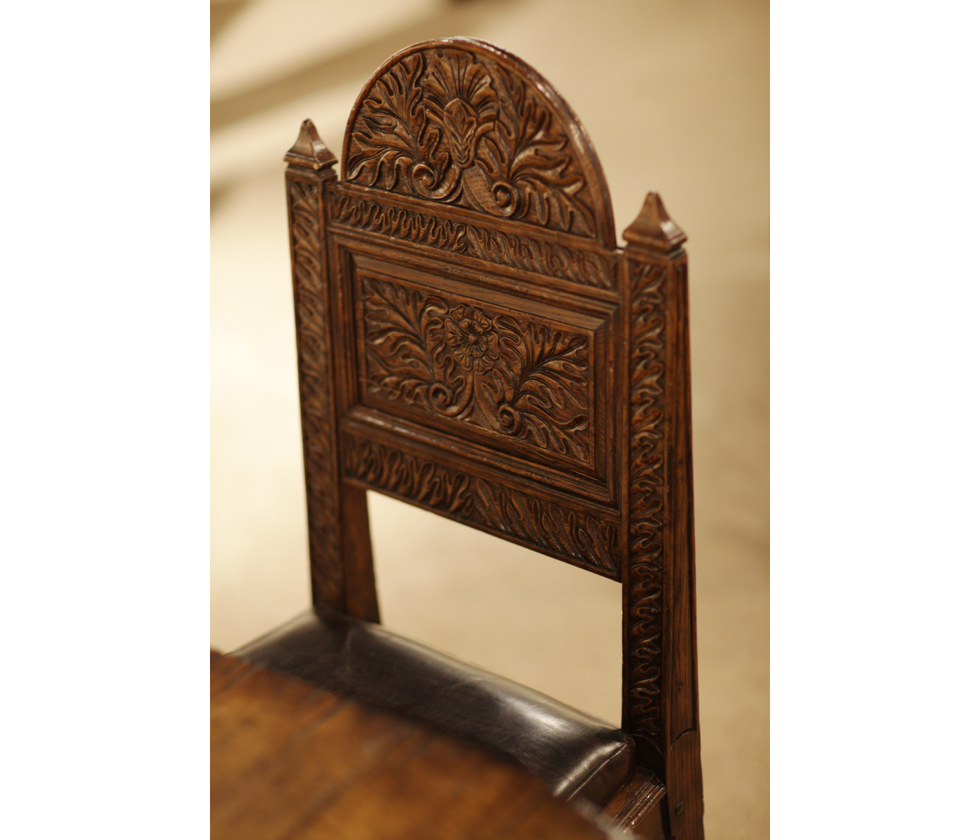 Yorkshire Dark Oak Side Chair With Antique Caviar Black Leather