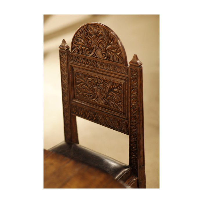 Yorkshire Dark Oak Side Chair With Antique Caviar Black Leather