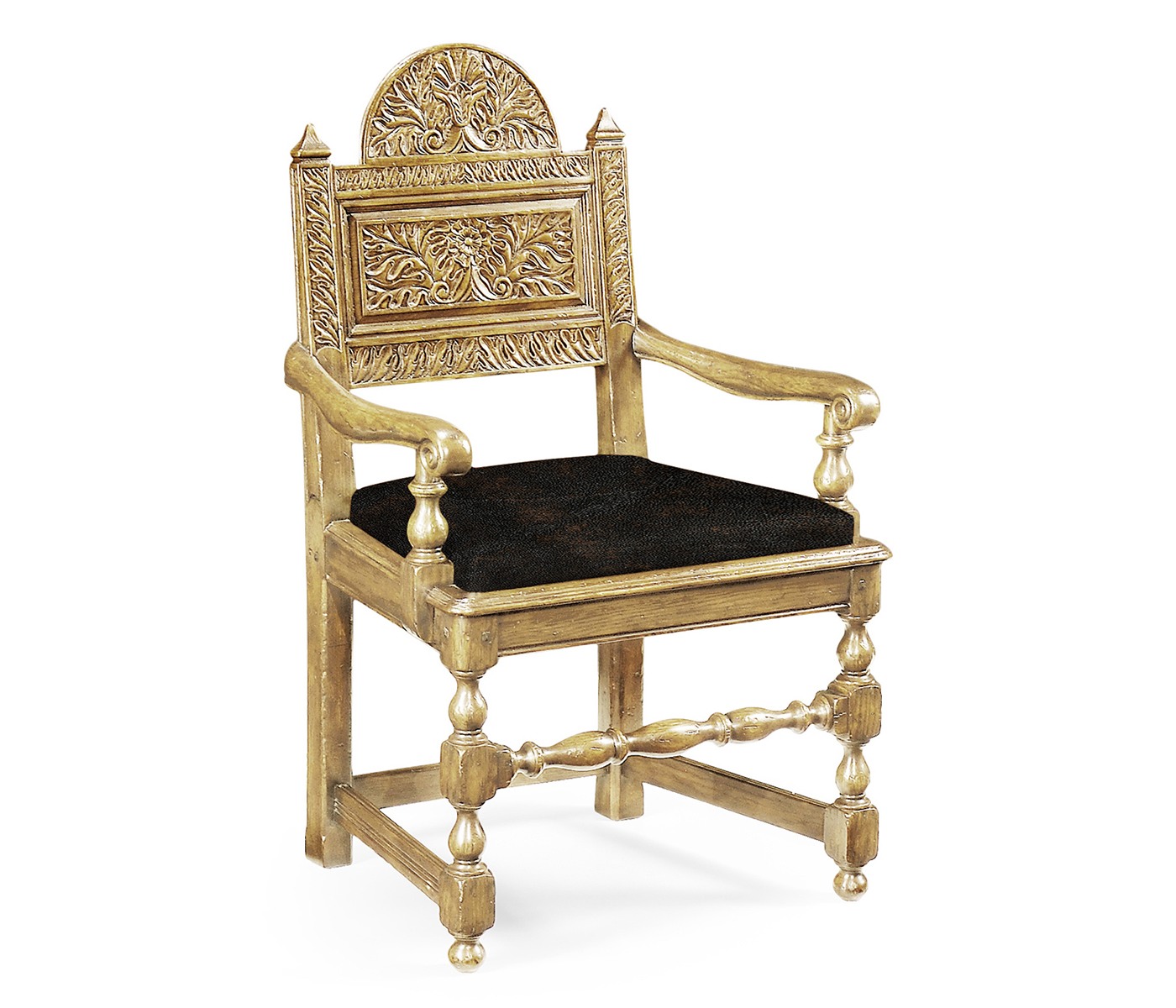 Yorkshire Natural Oak Arm Chair with Antique Chestnut Leather