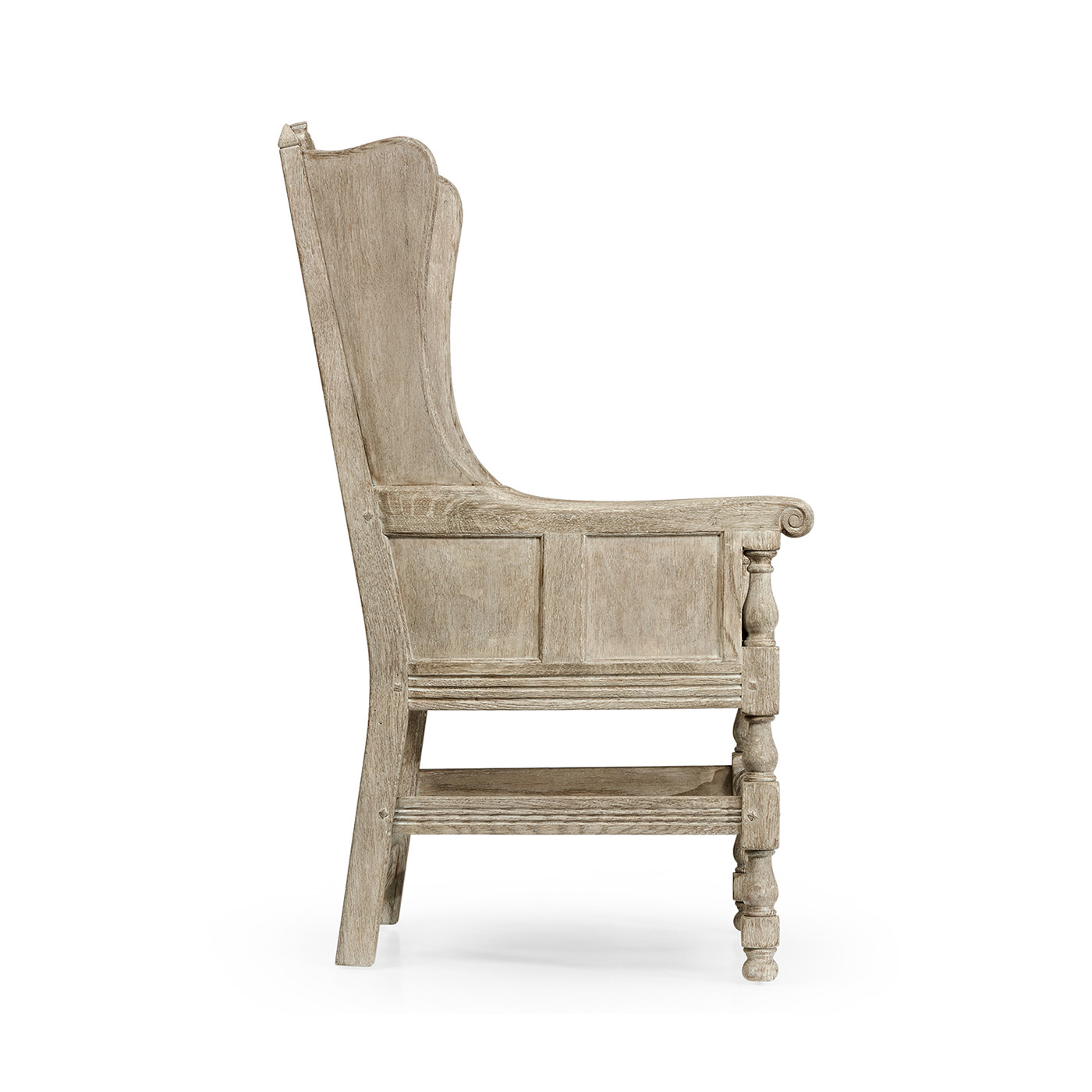 Jacobean Style Grey Oak Wing Chair