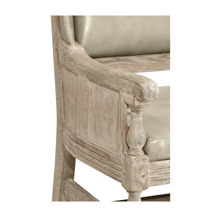Jacobean Style Grey Oak Wing Chair