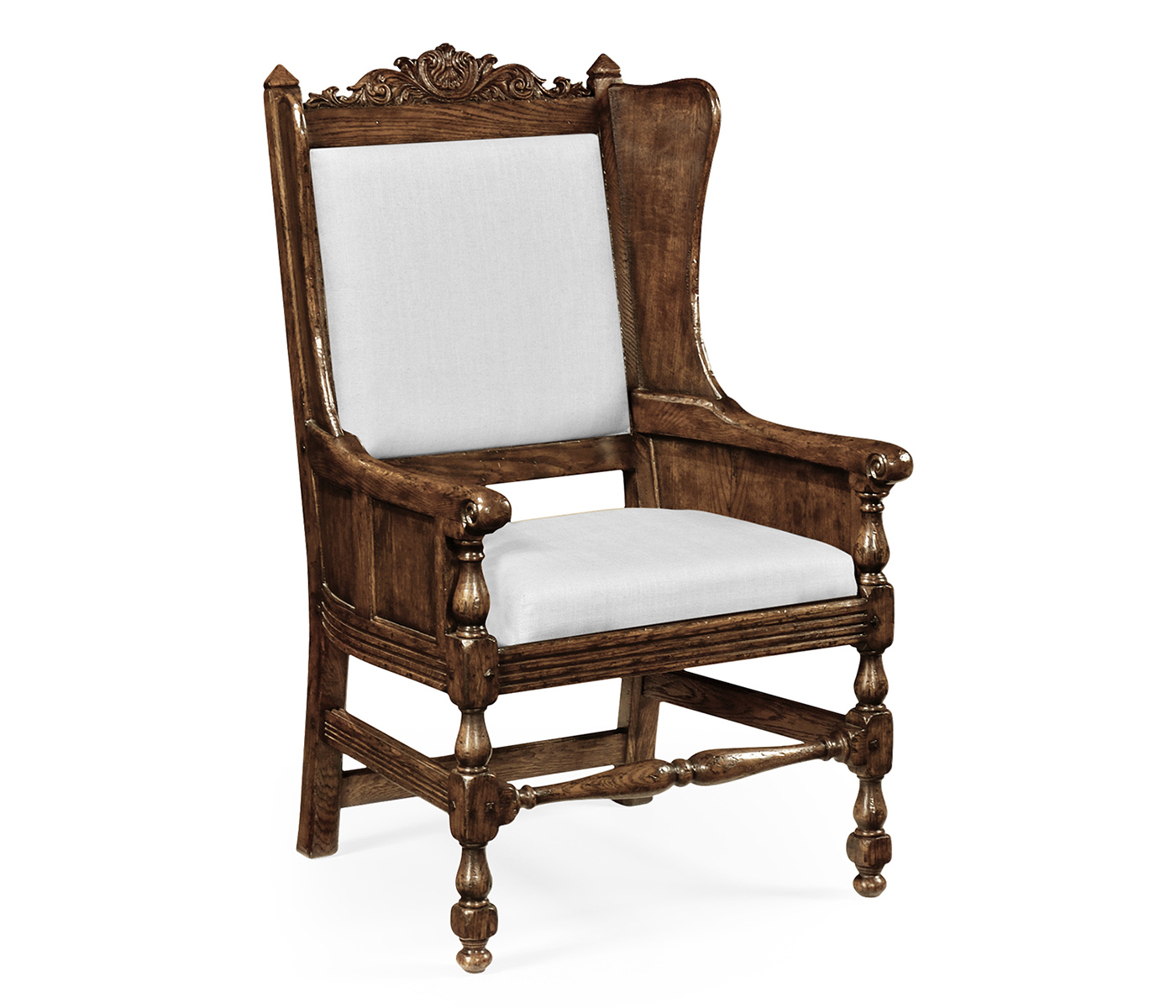 Jacobean Style Dark Oak Wing Chair