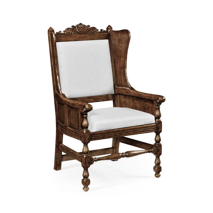 Jacobean Style Dark Oak Wing Chair