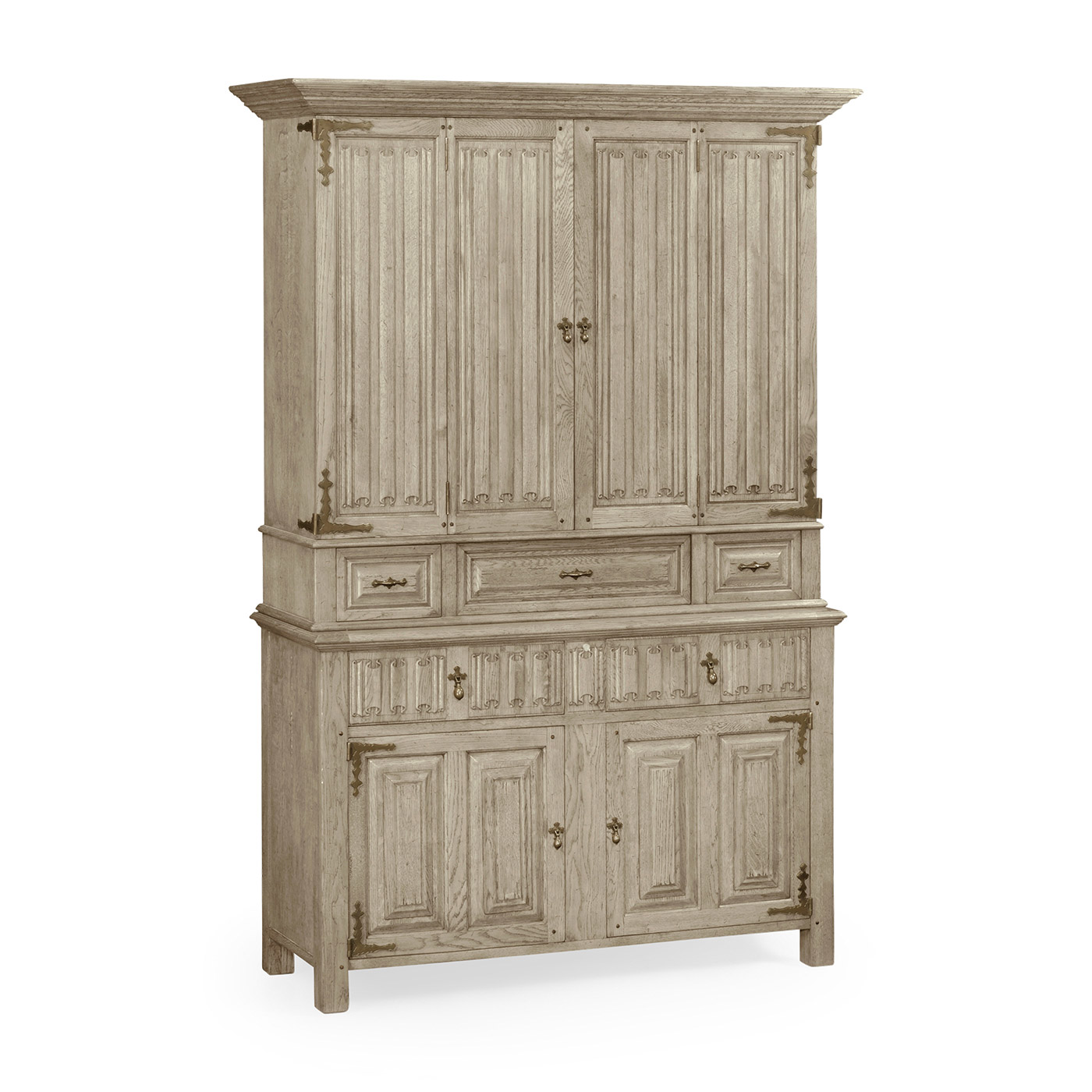 Linenfold Grey Oak TV Cabinet