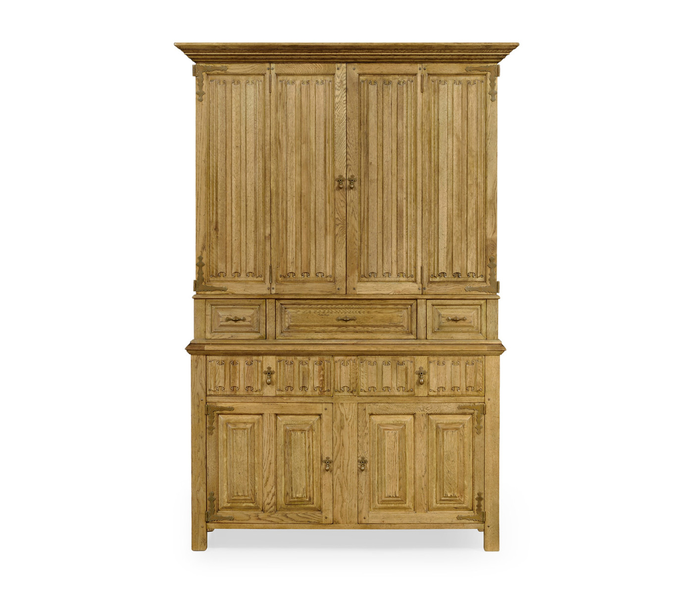 Linenfold Natural Oak TV Cabinet